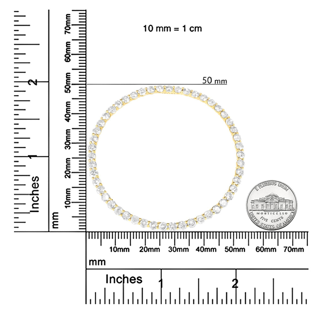 10K Yellow Gold Plated .925 Sterling Silver 4 Cttw Diamond Circle Hoop 18" Pendant Necklace (J-K Color, I1-I2 Clarity) - Friggin Jewelry