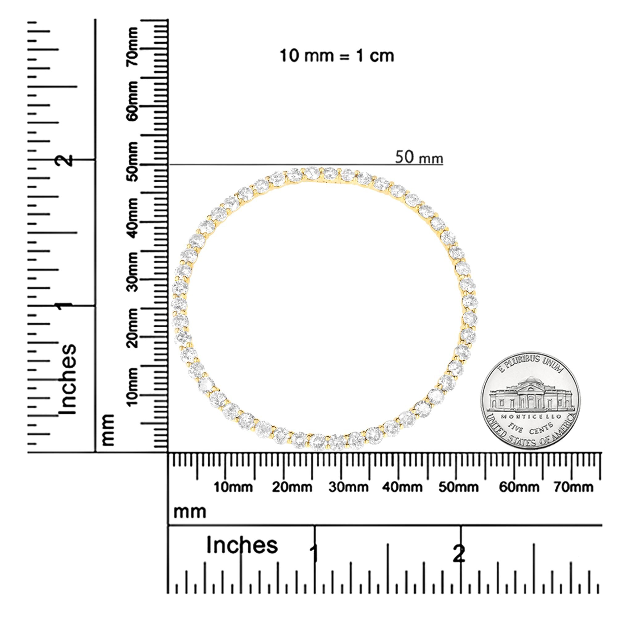 10K Yellow Gold Plated .925 Sterling Silver 4 Cttw Diamond Circle Hoop 18" Pendant Necklace (J-K Color, I1-I2 Clarity) - Friggin Jewelry