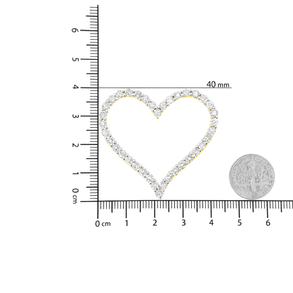 10k Yellow Gold Plated .925 Sterling Silver 3.0 cttw Round-Cut Diamond Open Heart Pendant Necklace (J-K Color, I1-I2 Clarity) - 18" - Friggin Jewelry