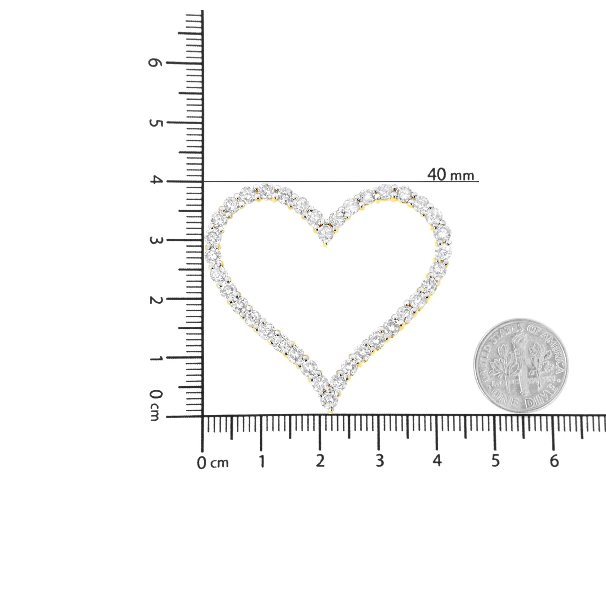 10k Yellow Gold Plated .925 Sterling Silver 3.0 cttw Round-Cut Diamond Open Heart Pendant Necklace (J-K Color, I1-I2 Clarity) - 18" - Friggin Jewelry