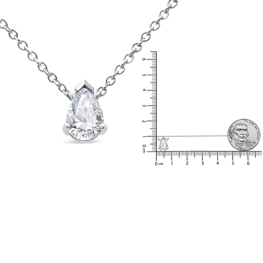 Collana con ciondolo a forma di pera da 18" in oro bianco 14 carati certificato AGS da 1/2 ct di diamanti (colore HI, purezza VS2-SI1) - Friggin Jewelry