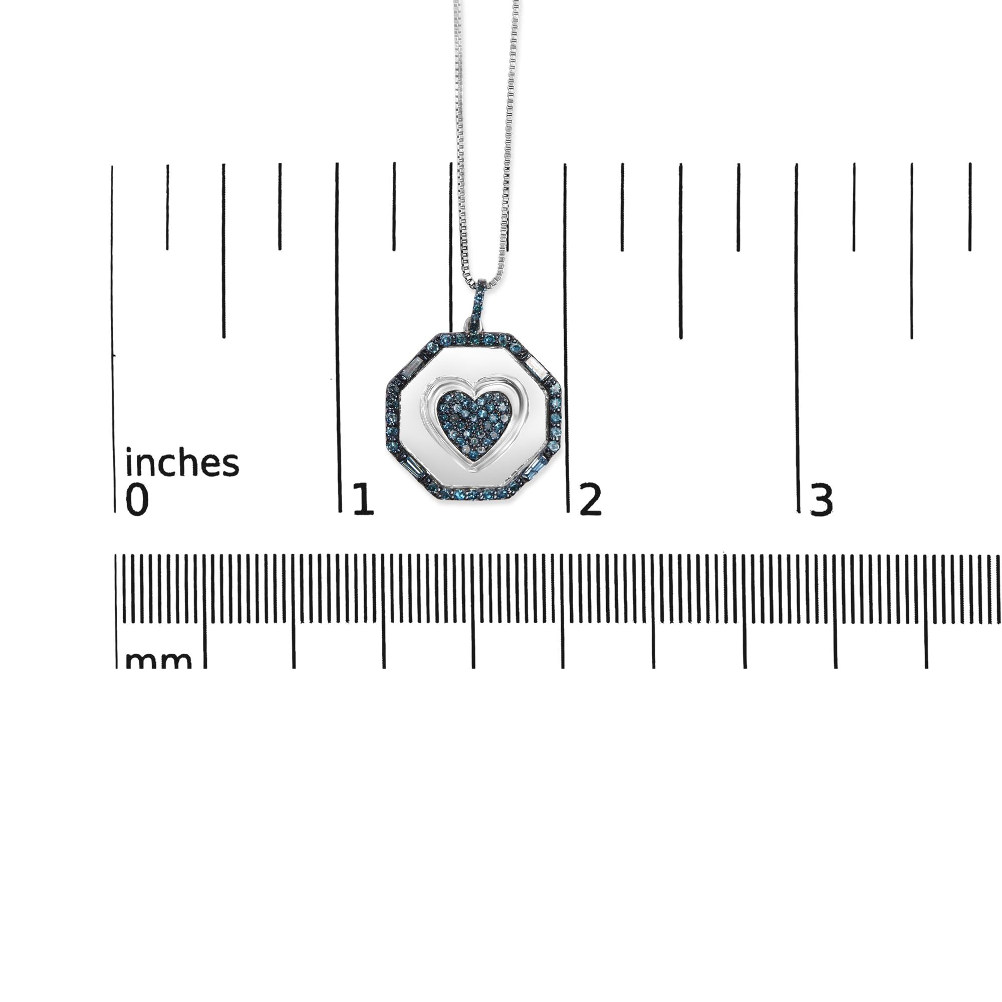Collana con ciondolo a forma di cuore e diamante blu da 5/8 ct in argento sterling 925, lunghezza 18 pollici (colore blu, purezza I2-I3) - Friggin Jewelry
