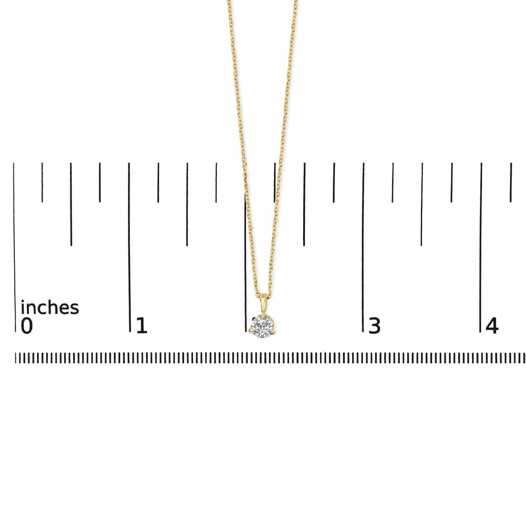 Collana con pendente solitario in oro giallo 14 carati da 3/8 ct con 3 punte incastonate a forma di Martini e diamanti rotondi (colore GH, purezza SI2-I1) - 18 pollici