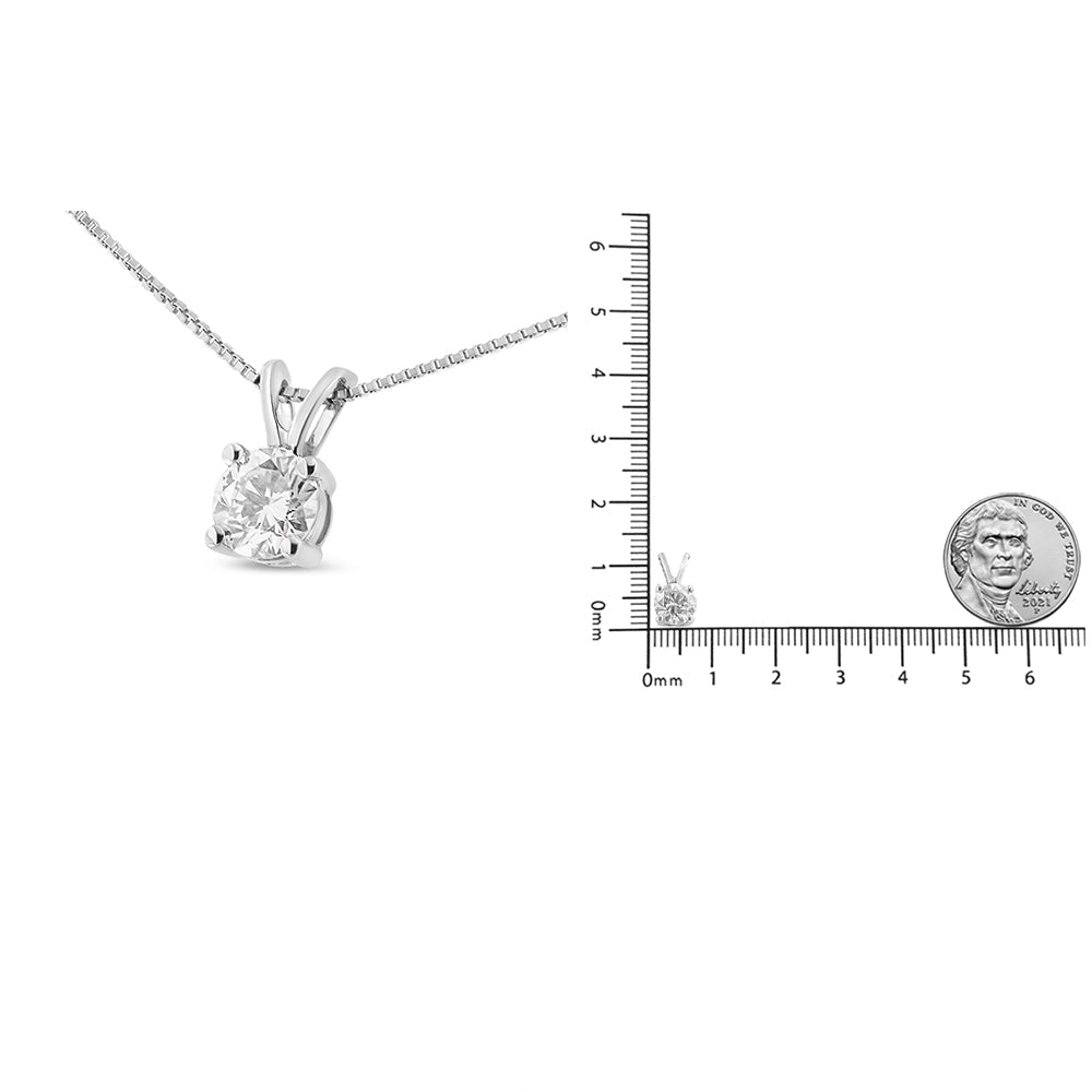 14K White Gold 1/4 Cttw Round Brilliant Cut Lab Grown Diamond 4-Prong Solitaire Pendant Necklace - Friggin Jewelry