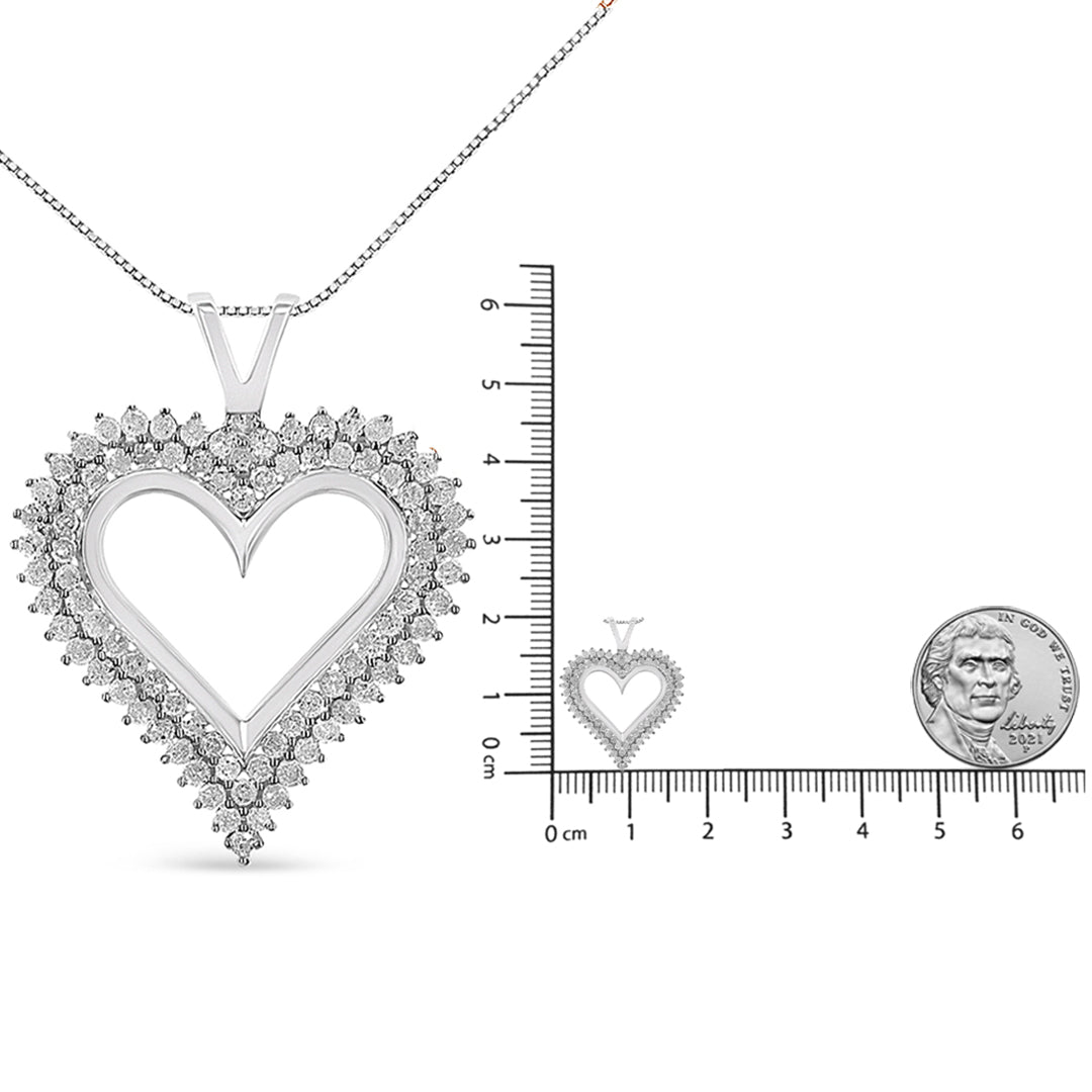 .925 Sterling Silver Diamond Heart 18" Pendant Necklace (I-J Color, I2-I3 Clarity) - Friggin Jewelry