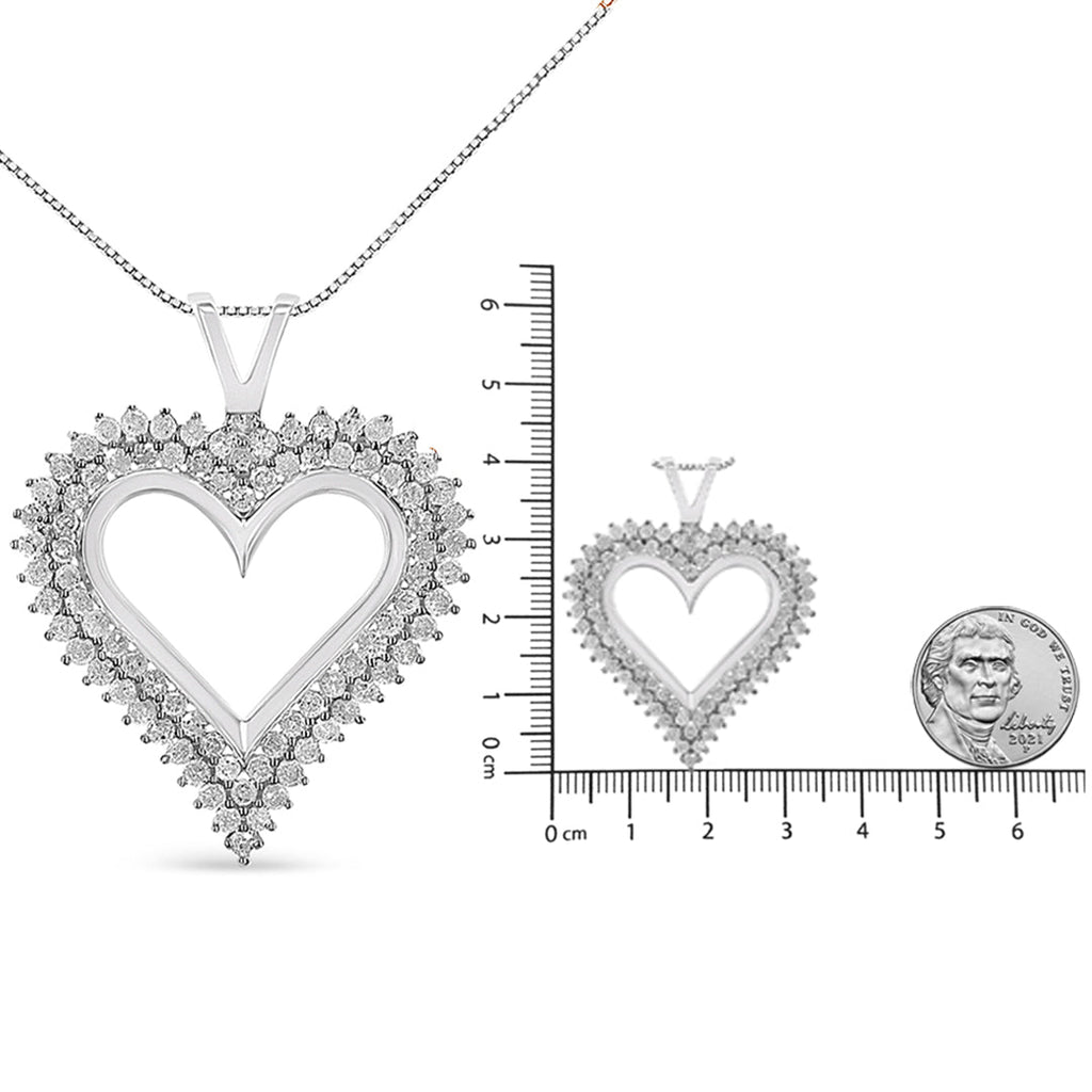 .925 Sterling Silver Diamond Heart 18" Pendant Necklace (I-J Color, I2-I3 Clarity) - Friggin Jewelry