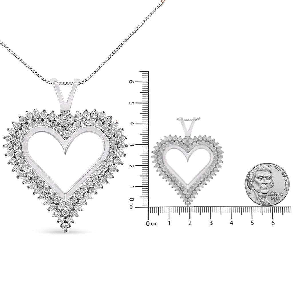 .925 Sterling Silver Diamond Heart 18" Pendant Necklace (I-J Color, I2-I3 Clarity) - Friggin Jewelry
