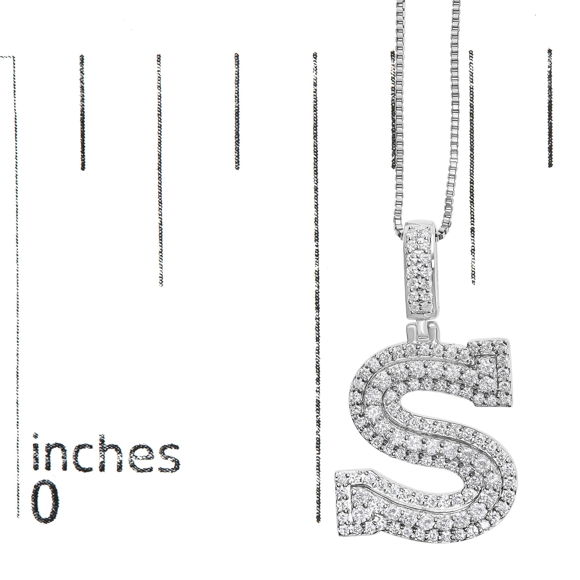 .925 Sterling Silver 1 1/10 Cttw Round Lab-Grown Diamond "S" Pendant Necklace - 18" - Friggin Jewelry