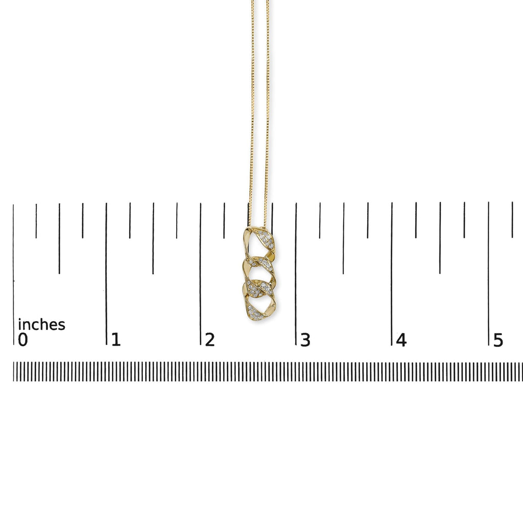 Collana con pendente a cerchio triplo asimmetrico intrecciato da 18" in argento sterling 925 placcato oro giallo 14K con diamanti da 1/6 ct (colore HI, purezza I1-I2) - Friggin Jewelry