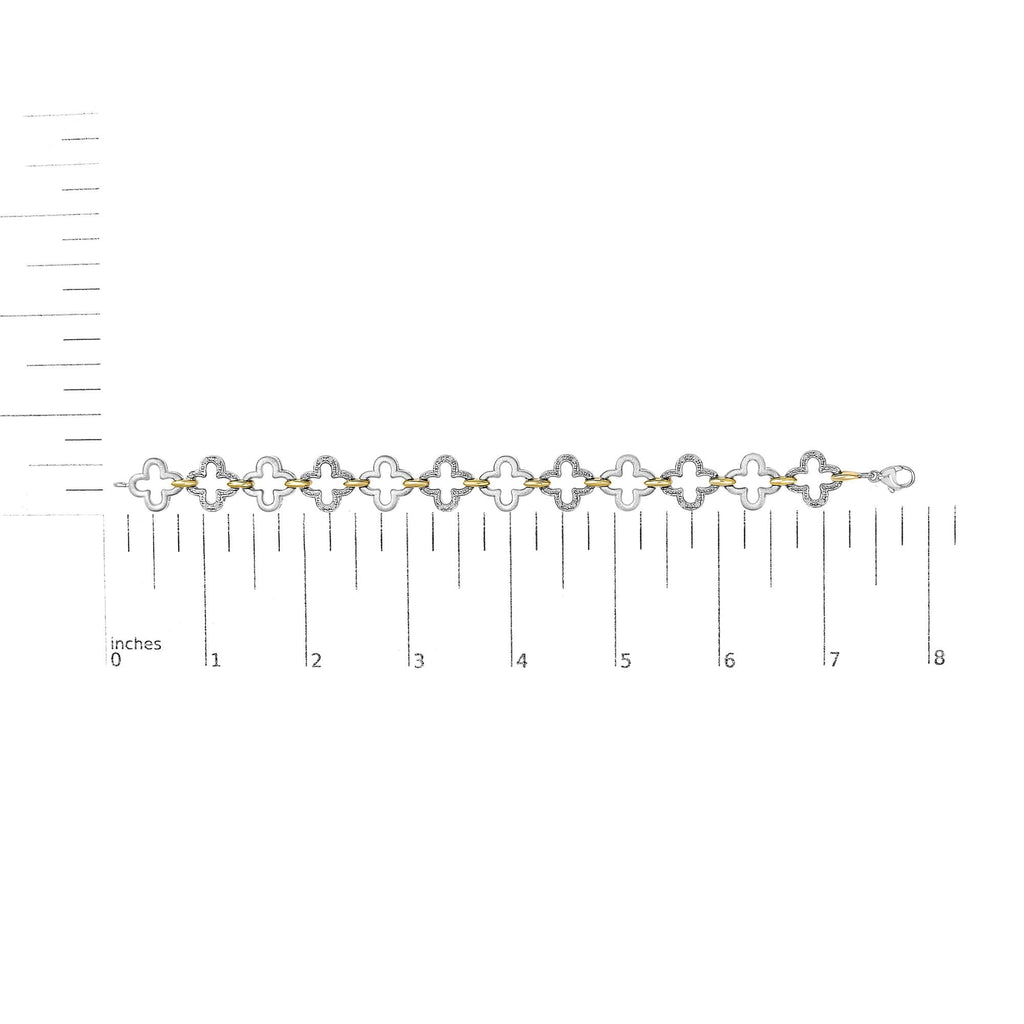 Pulsera de tenis de moda en plata de ley bicolor .925 con diamantes redondos naturales de 1/10 quilates (color IJ, claridad I1-I2) - 18 cm - Friggin Jewelry