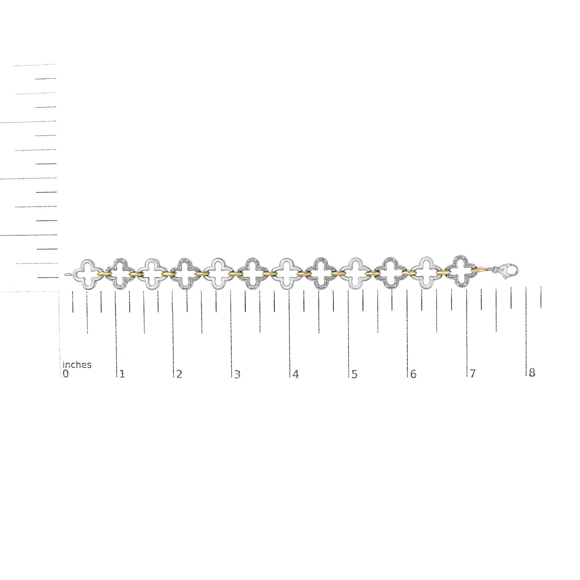 Pulsera de tenis de moda en plata de ley bicolor .925 con diamantes redondos naturales de 1/10 quilates (color IJ, claridad I1-I2) - 18 cm - Friggin Jewelry