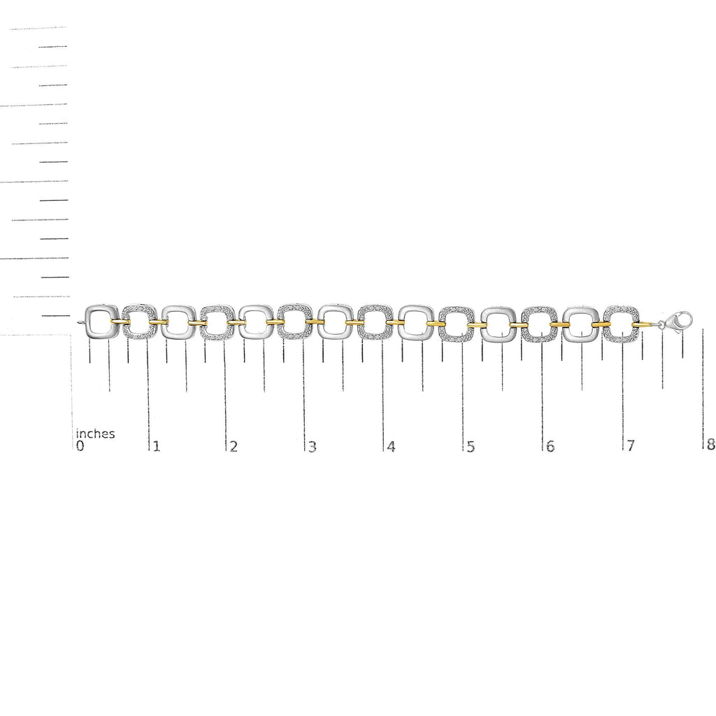 Bracciale a maglie aperte in argento sterling bicolore .925 con diamanti (colore IJ, purezza I1-I2) - 7" - Friggin Jewelry