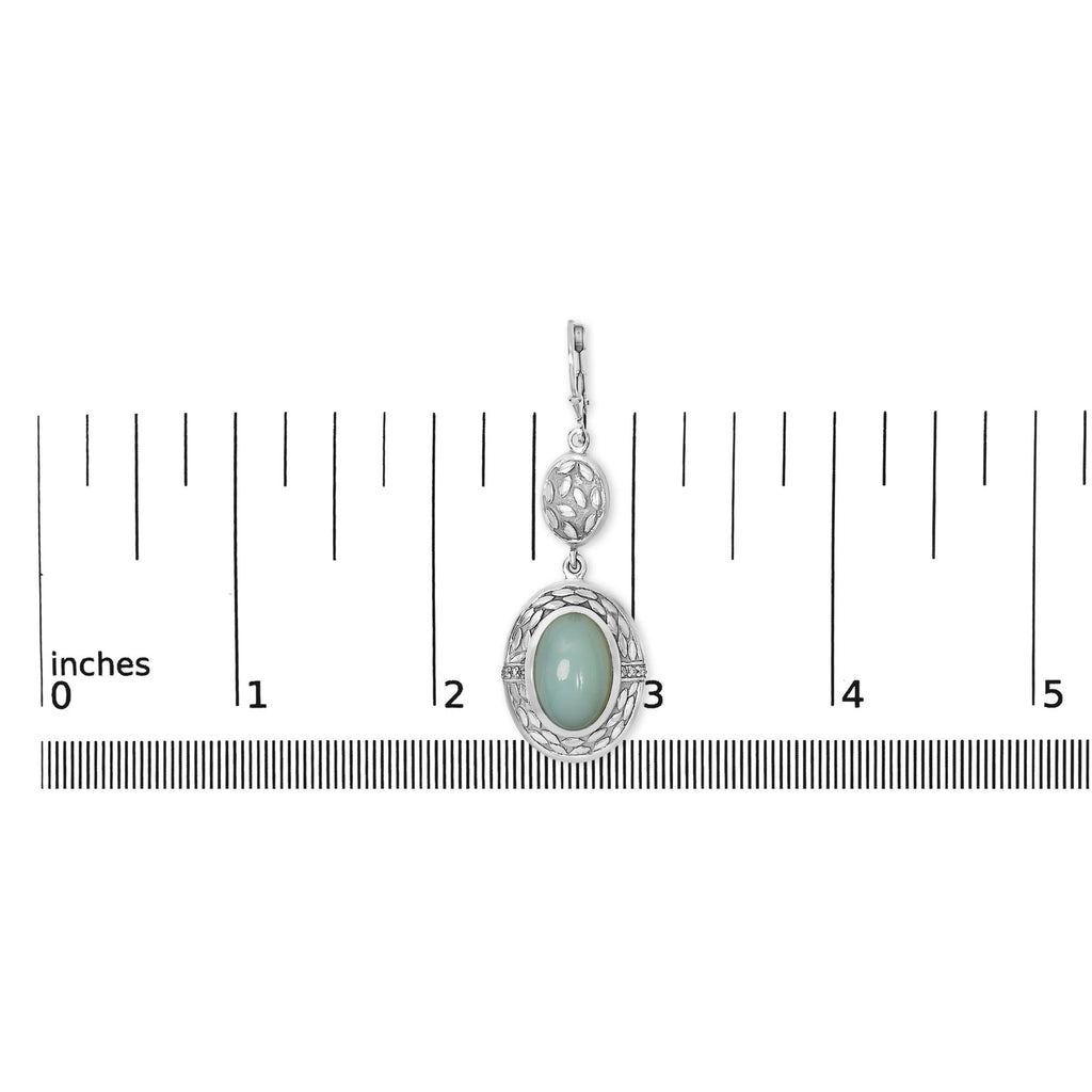 Pendiente colgante de calcedonia con diamantes en plata de ley 925 (color KL, claridad I1-I2) - Friggin Jewelry