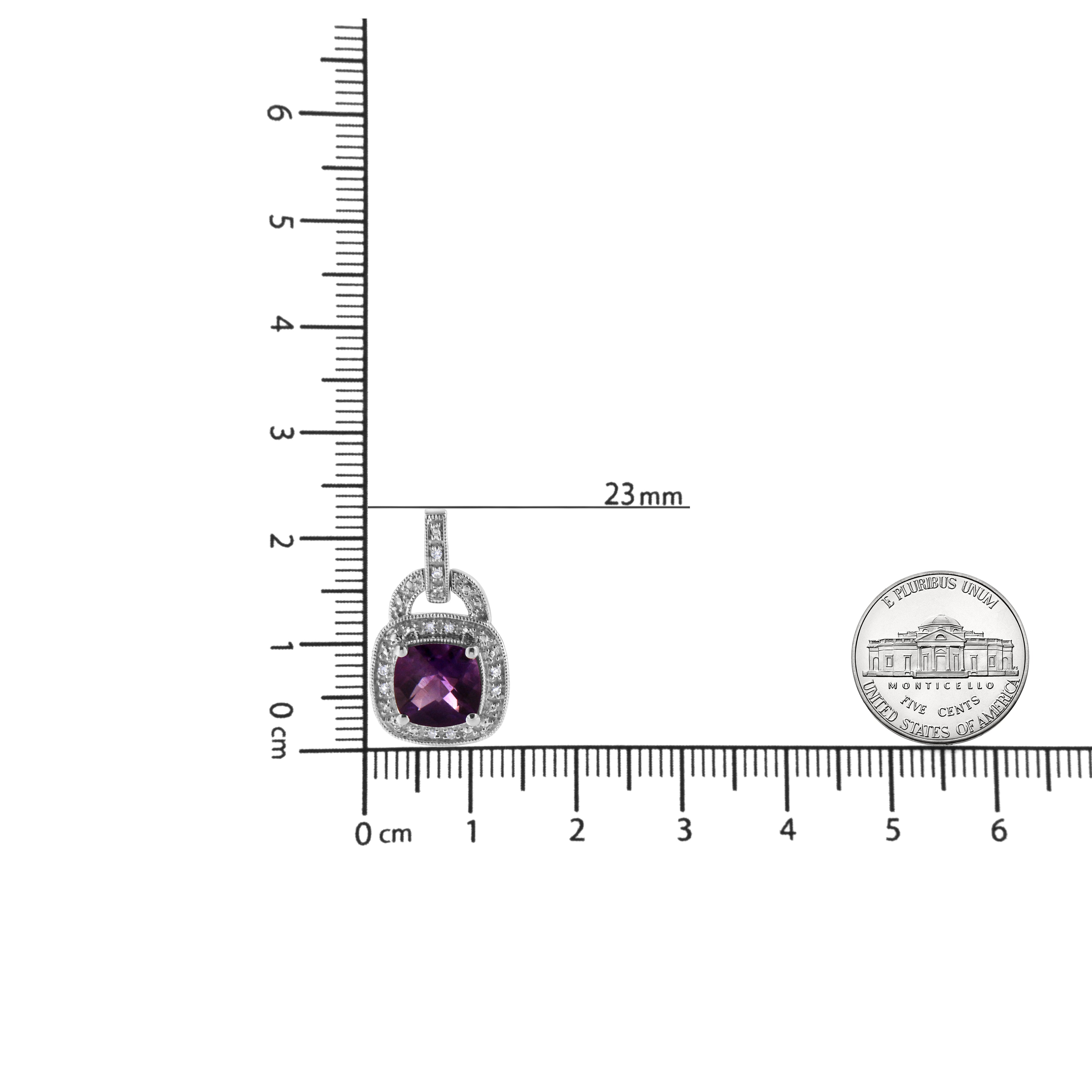 .925 Sterling Silver 8MM Natural Cushion Shaped Amethyst and Diamond Accent Halo with Push Back Dangle Earrings (I-J Color, I2-I3 Clarity) - Friggin Jewelry
