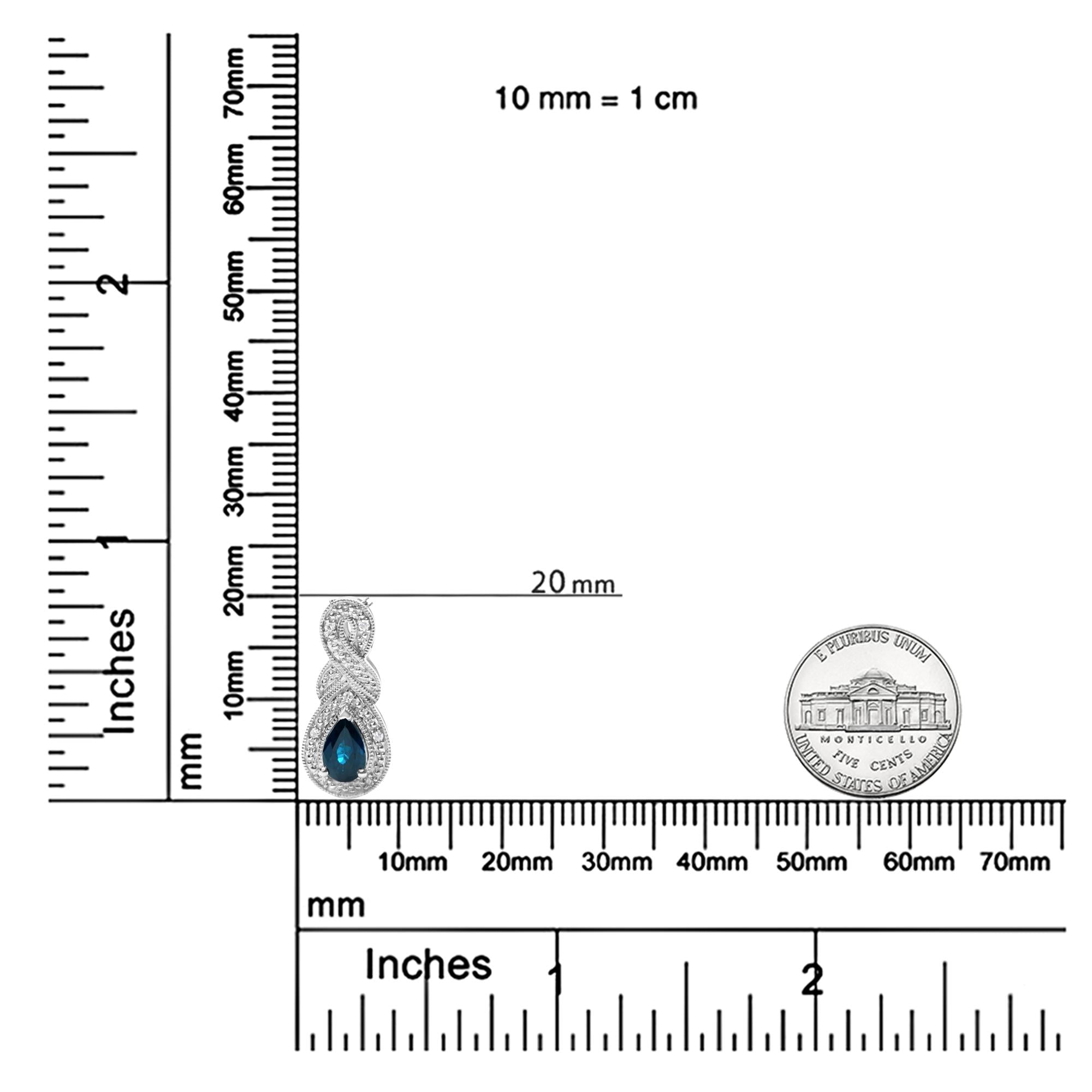 .925 Sterling Silver 6x4mm Pear Sapphire and Diamond Accent Infinity Drop 18" Pendant Necklace (H-I Color, SI1-SI2 Clarity) - Friggin Jewelry