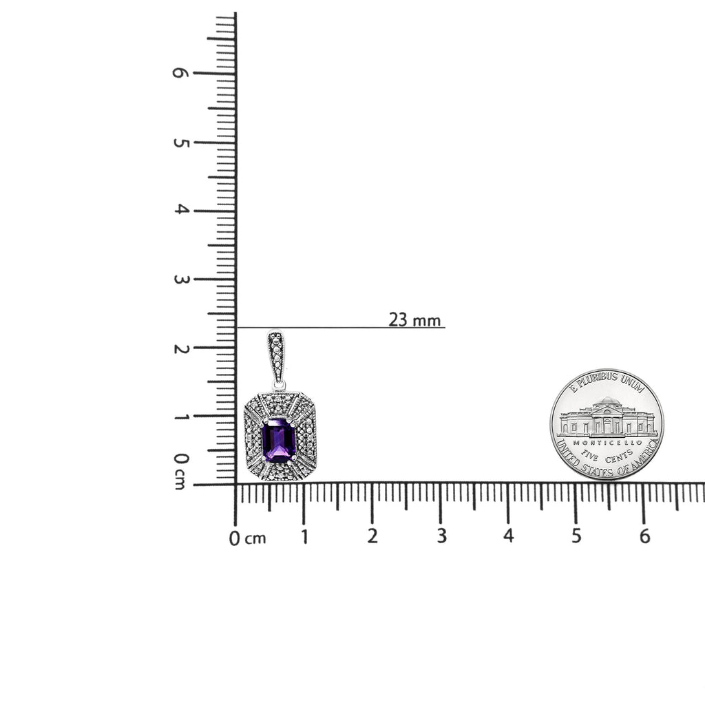 .925 Sterling Silver Diamond Accent and 7x5mm Purple Amethyst Stud Earrings (I-J Color, I2-I3 Clarity) - Friggin Jewelry