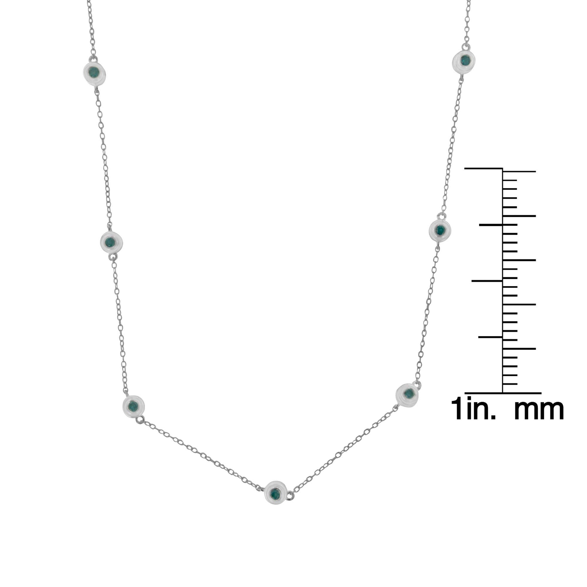 Sterling Silver Treated Diamond By Yard Necklace (3/4 cttw, Blue Color, I2-I3 Clarity) - Friggin Jewelry