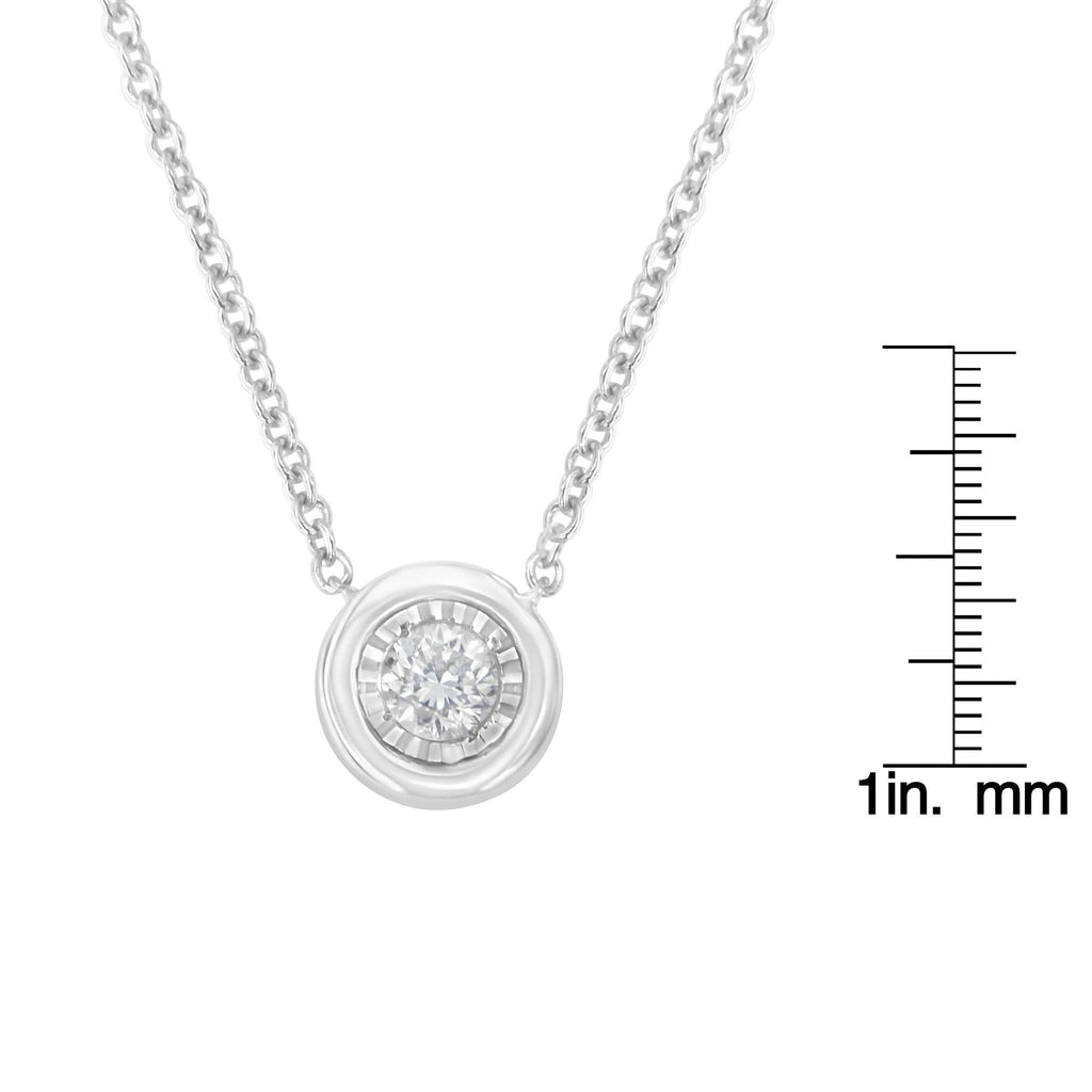 10K White Gold 1/10 Cttw Miracle Set Round-Cut Diamond 18" Pendant Necklace - Choice of Shape - Friggin Jewelry