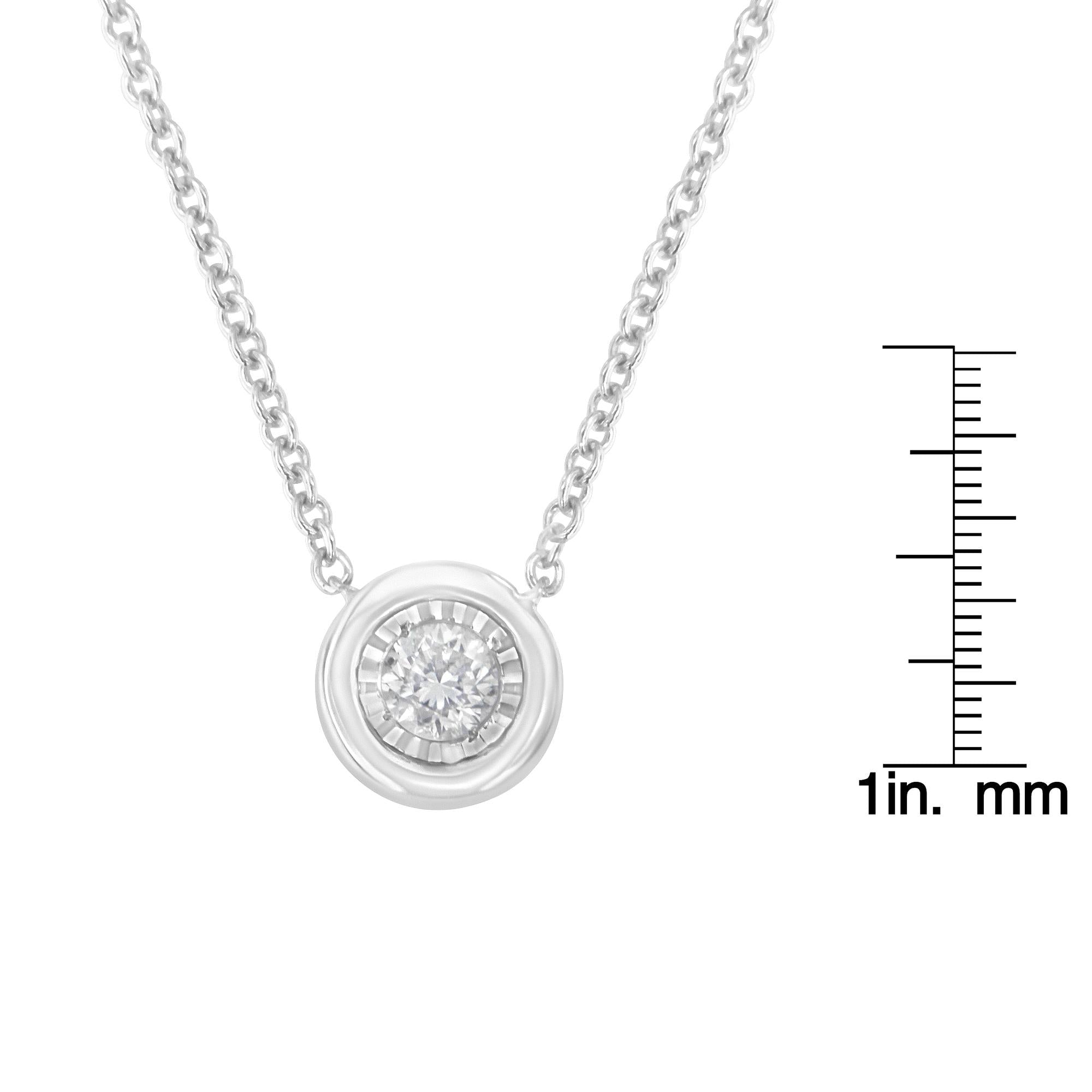 10K White Gold 1/10 Cttw Miracle Set Round-Cut Diamond 18" Pendant Necklace - Choice of Shape - Friggin Jewelry