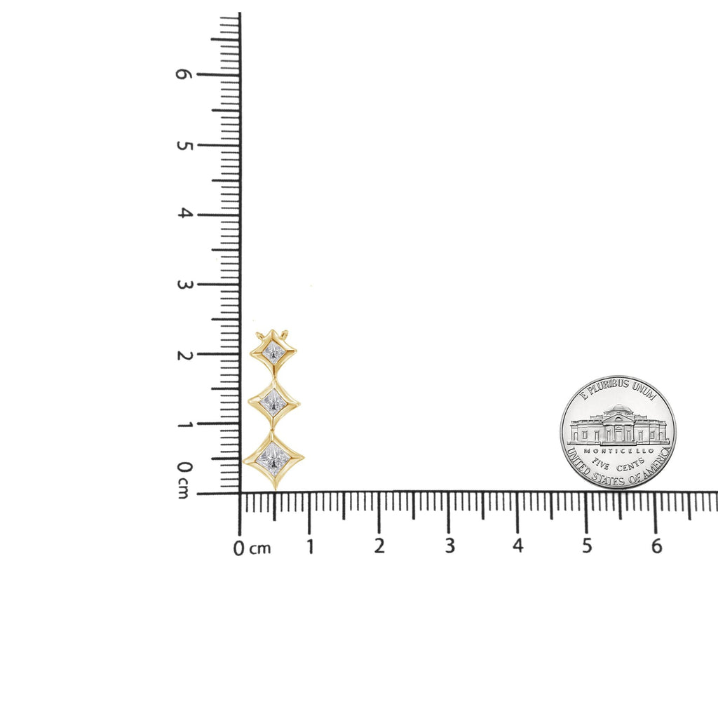 Collar con colgante de 45,7 cm en oro de 10 quilates con diamantes de talla princesa de 1/5 quilates y 3 piedras (color HI, claridad SI2-I1) - Friggin Jewelry