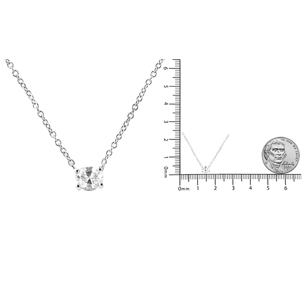 Collar con colgante de 45,7 cm (1/5 ct) de diamante solitario ovalado de oro blanco de 14 quilates (color GH, claridad VS2-SI1) - Friggin Jewelry