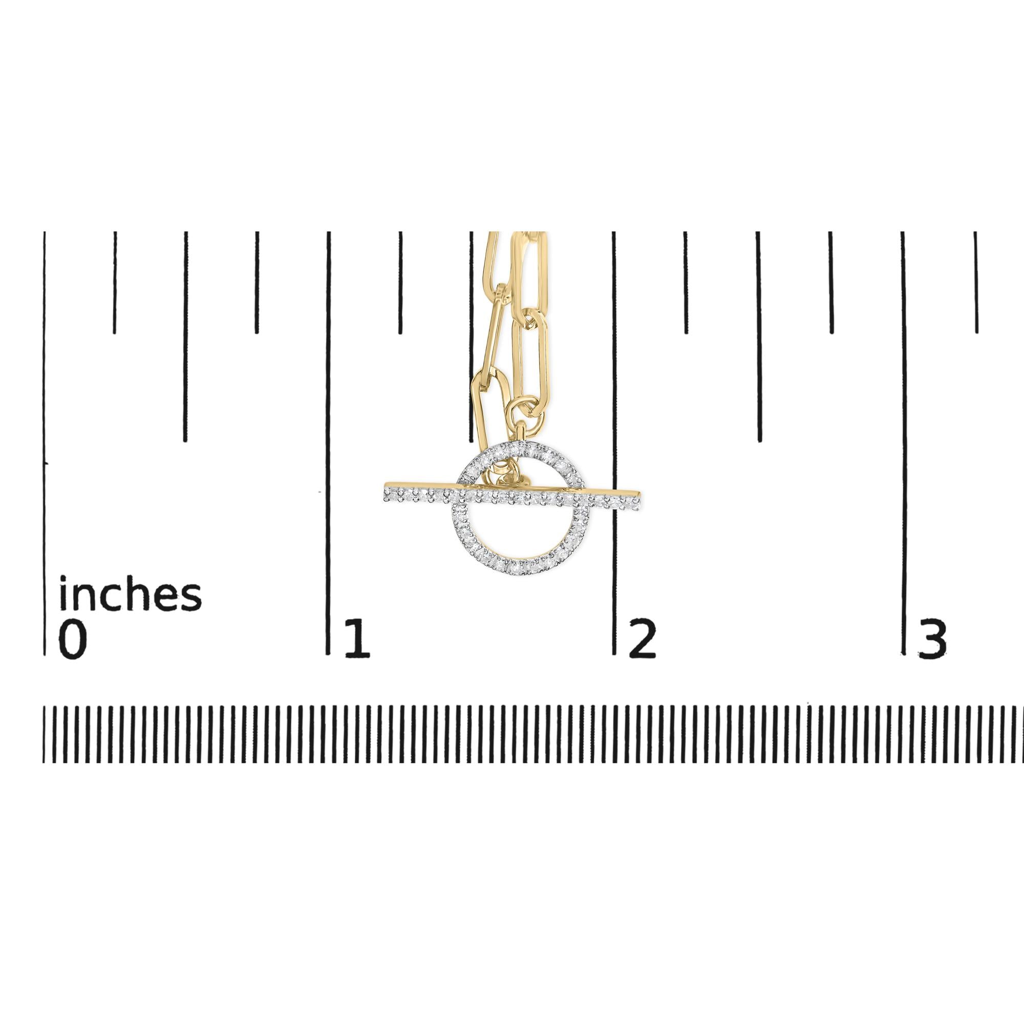 Collar de oro amarillo de 14 quilates con diamantes de 1/4 ct y cierre de palanca con clip (color IJ, claridad I1-I2) - 45,7 cm - Friggin Jewelry