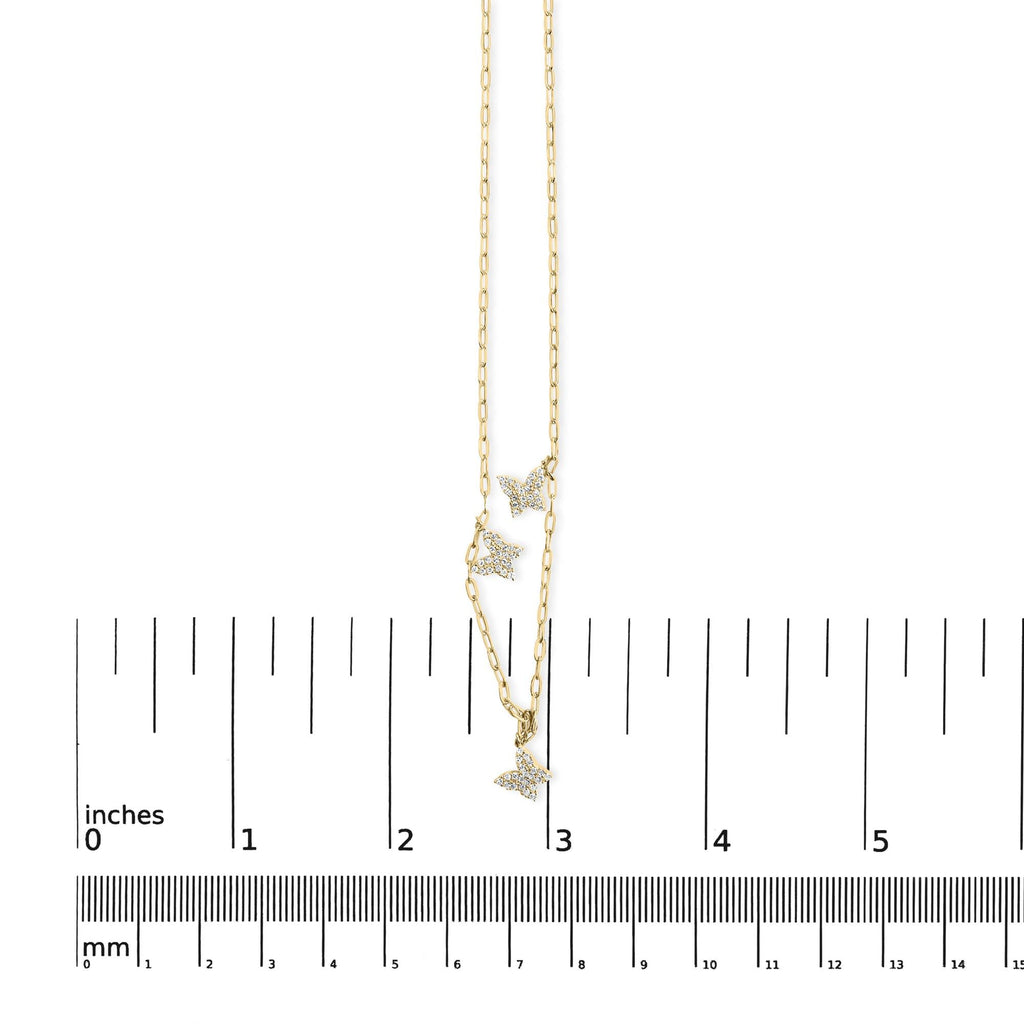 Collana con graffetta e farfalla in oro giallo 14 carati da 1/2 carati di diamanti (colore IJ, purezza I1-I2) - Regolabile da 15" a 17" pollici - Friggin Jewelry