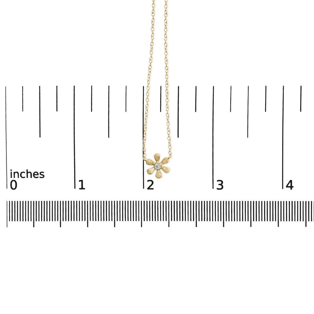 10K Yellow Gold 1/8 Cttw Diamond Floral Station Chain Necklace (I-J Color, I1-I2 Clarity) - Friggin Jewelry