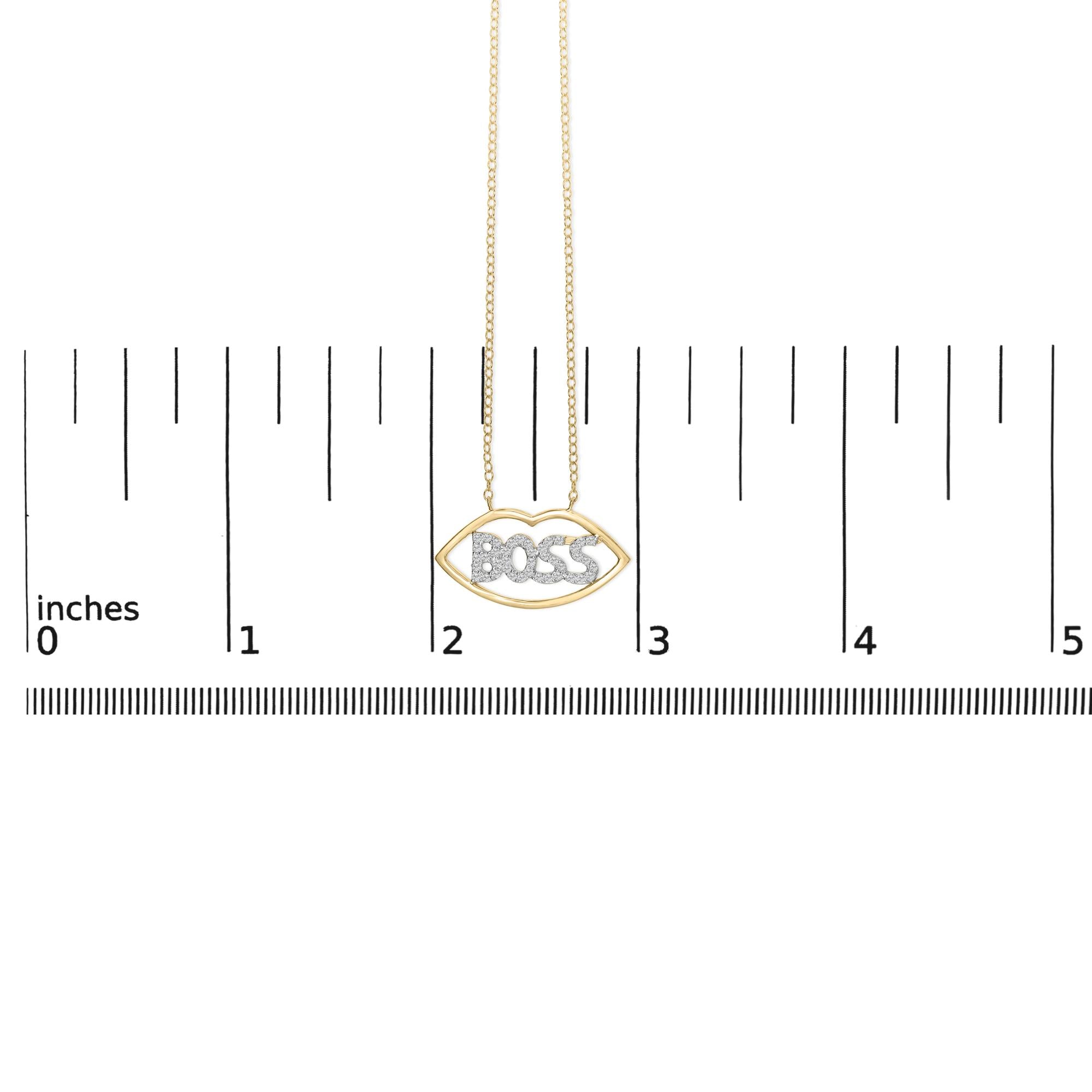 14K Yellow Gold Plated Silver 1/4 Cttw Diamond "Boss" Pendant Necklace - 18 Inch - Friggin Jewelry