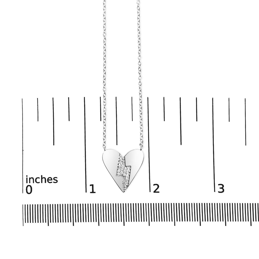 .925 Sterling Silver Diamond Broken Heart Pendant Necklace (H-I Color, I1-I2 Clarity) - 18" Inches - Friggin Jewelry