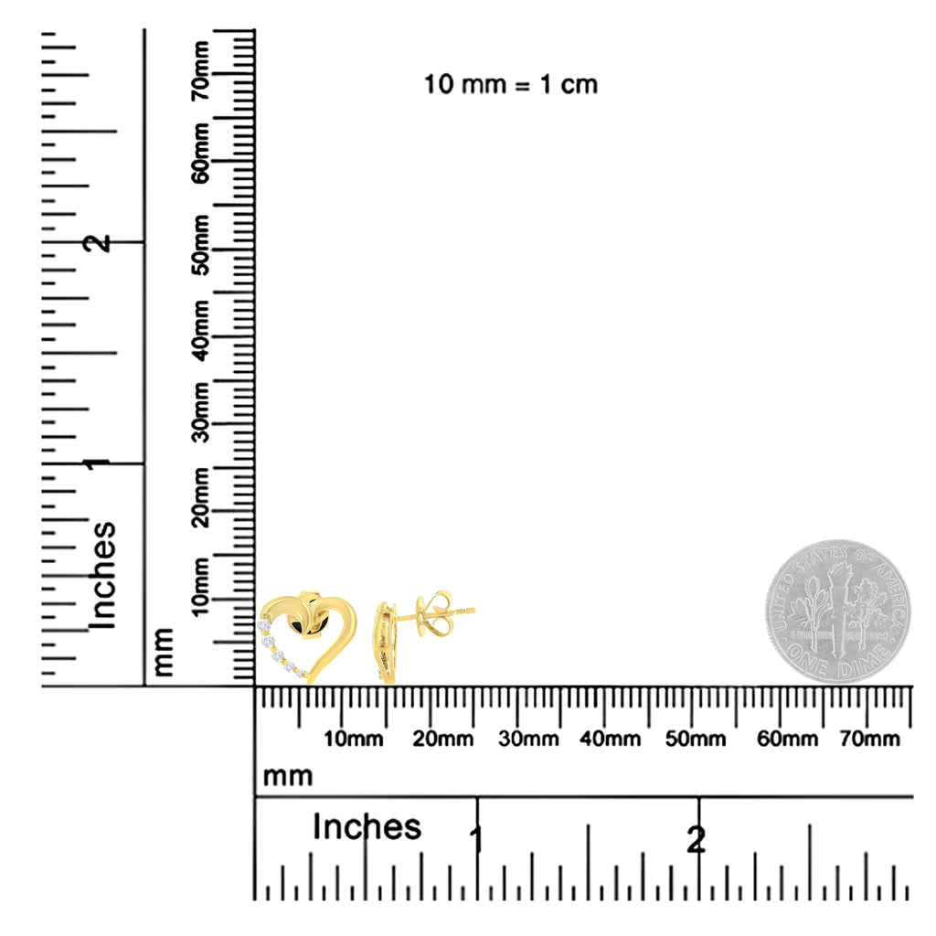 Pendientes Journey Heart de oro amarillo de 14 quilates con diamantes de 1/8 ct (KL, I1-I2) - Friggin Jewelry