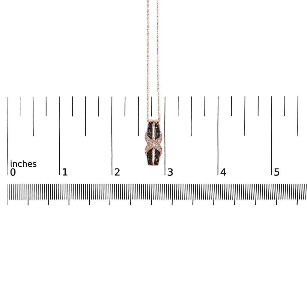 Collana con ciondolo Infinity Twist in oro rosa 10 carati con diamanti bianchi e marrone cioccolato da 1/4 ct (colore IJ, purezza I1-I2) - Friggin Jewelry