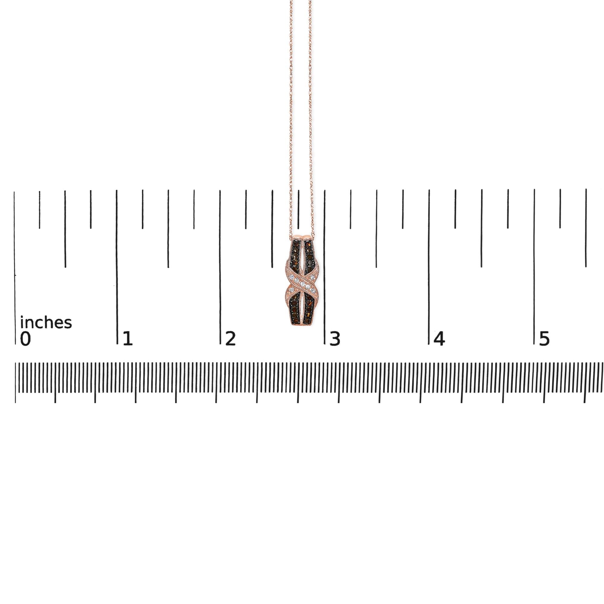 Collana con ciondolo Infinity Twist in oro rosa 10 carati con diamanti bianchi e marrone cioccolato da 1/4 ct (colore IJ, purezza I1-I2) - Friggin Jewelry