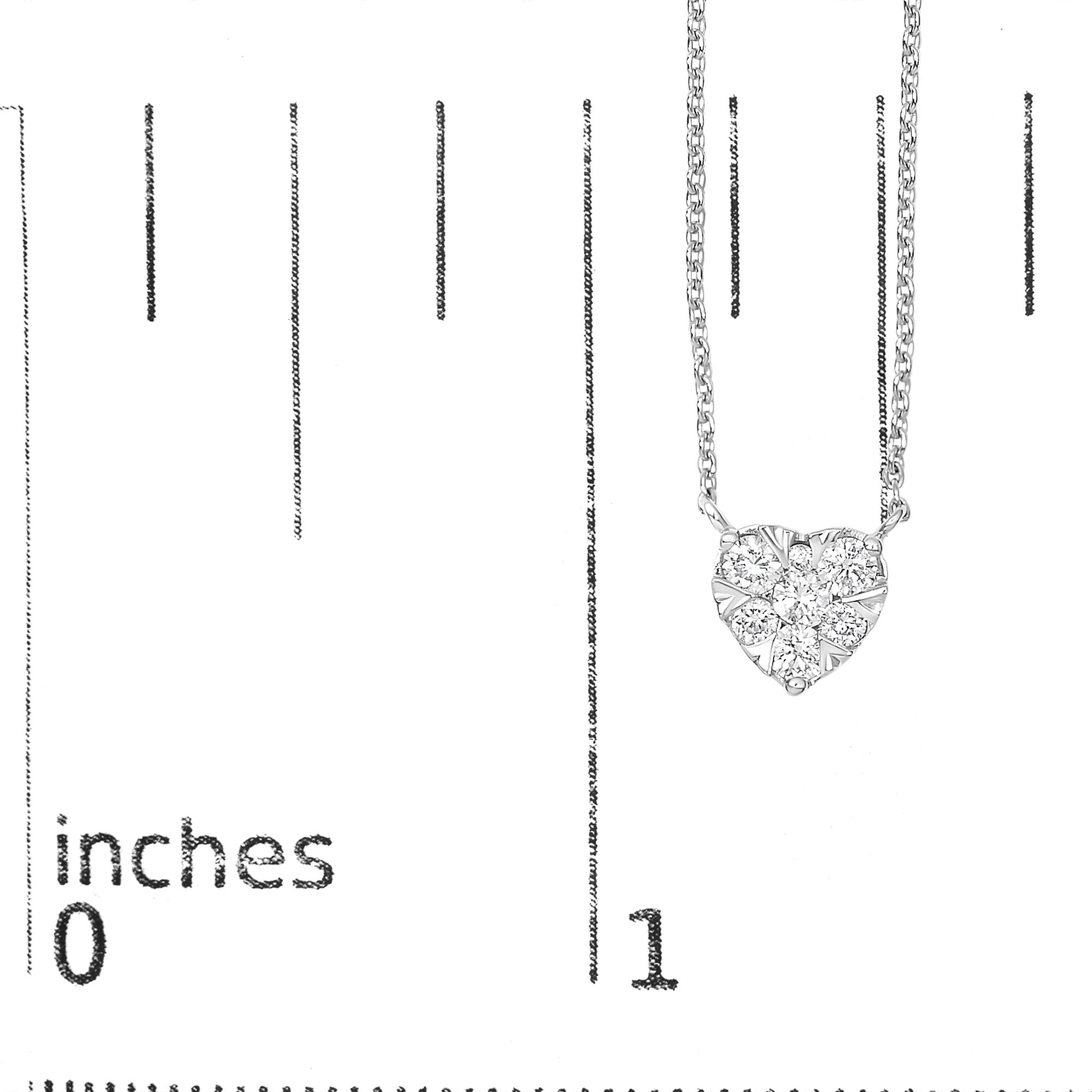 14K White Gold 1/4 Cttw Diamond Composite Heart Pendant Necklace - 18" Inches - Friggin Jewelry
