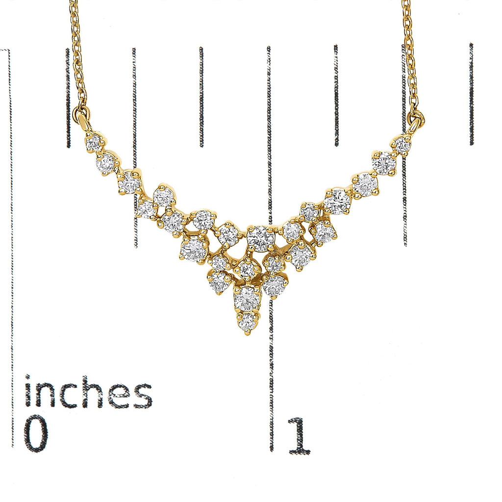 Collana a "V" in oro giallo 14 carati con diamanti sparsi da 1/2 carati (colore IJ, purezza SI2-I1) - 18 pollici - Friggin Jewelry