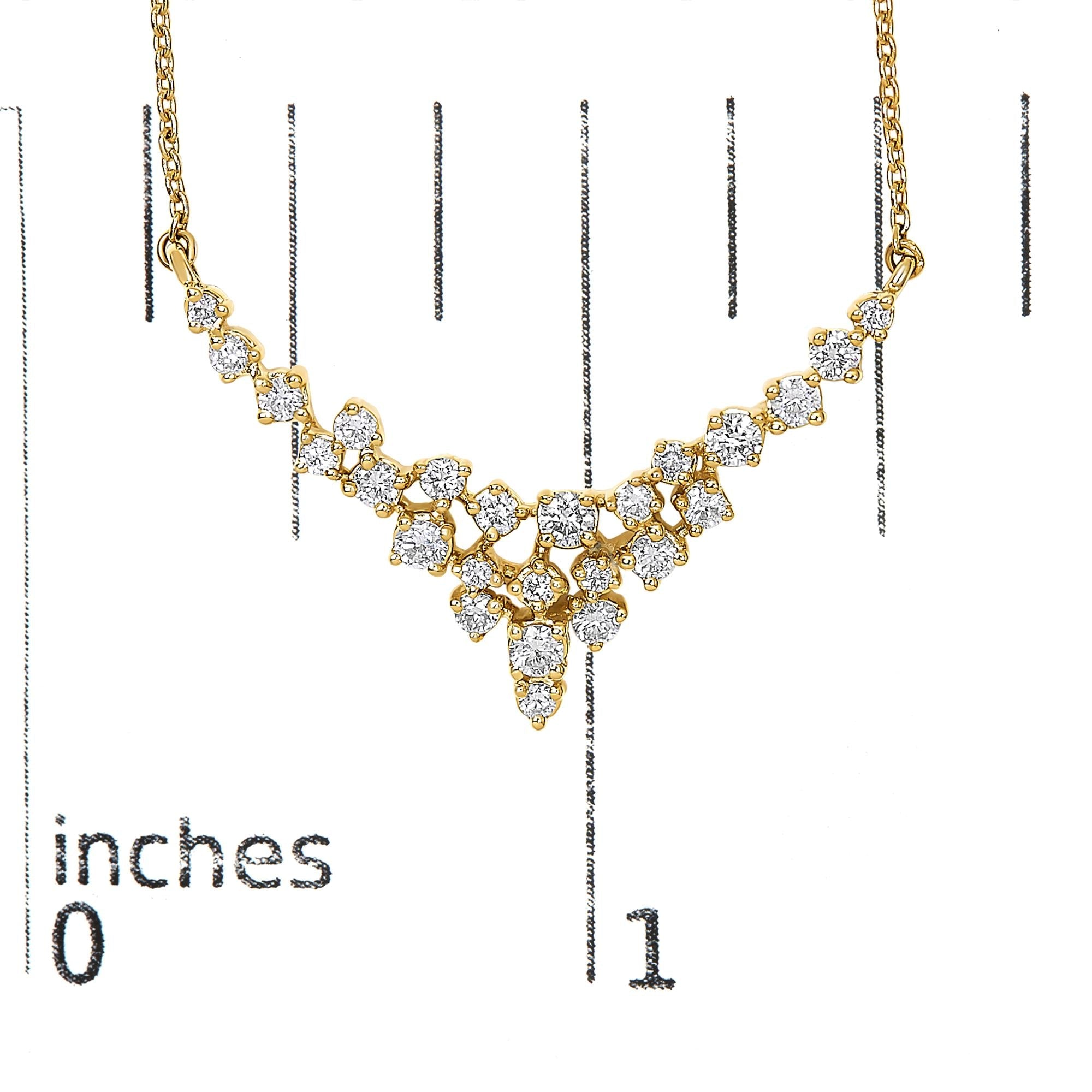 14K Yellow Gold 1/2 Cttw Diamond Scattered "V" Necklace (I-J Color, SI2-I1 Clarity) - 18" Inches - Mom - Friggin Jewelry Premium