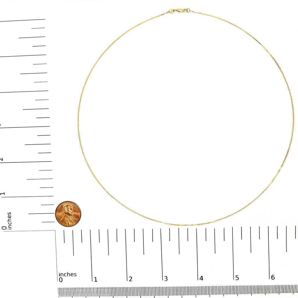 Unisex Solid 14K Gold 0.75mm Classic Box Chain Necklace - Friggin Jewelry