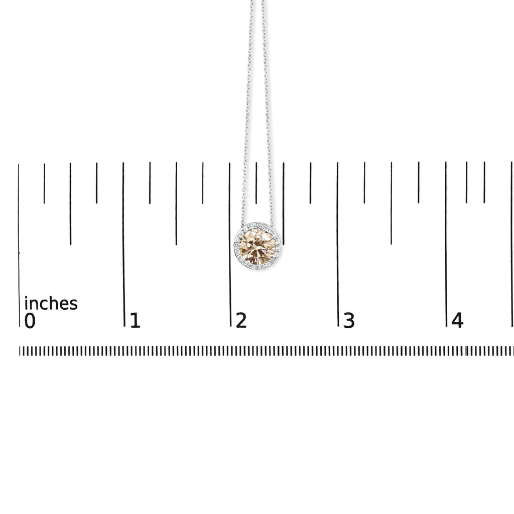 Collana con pendente solitario con alone in oro bianco 14 carati con diamante rosa da 2 3/8 carati di laboratorio - 17 pollici - Friggin Jewelry