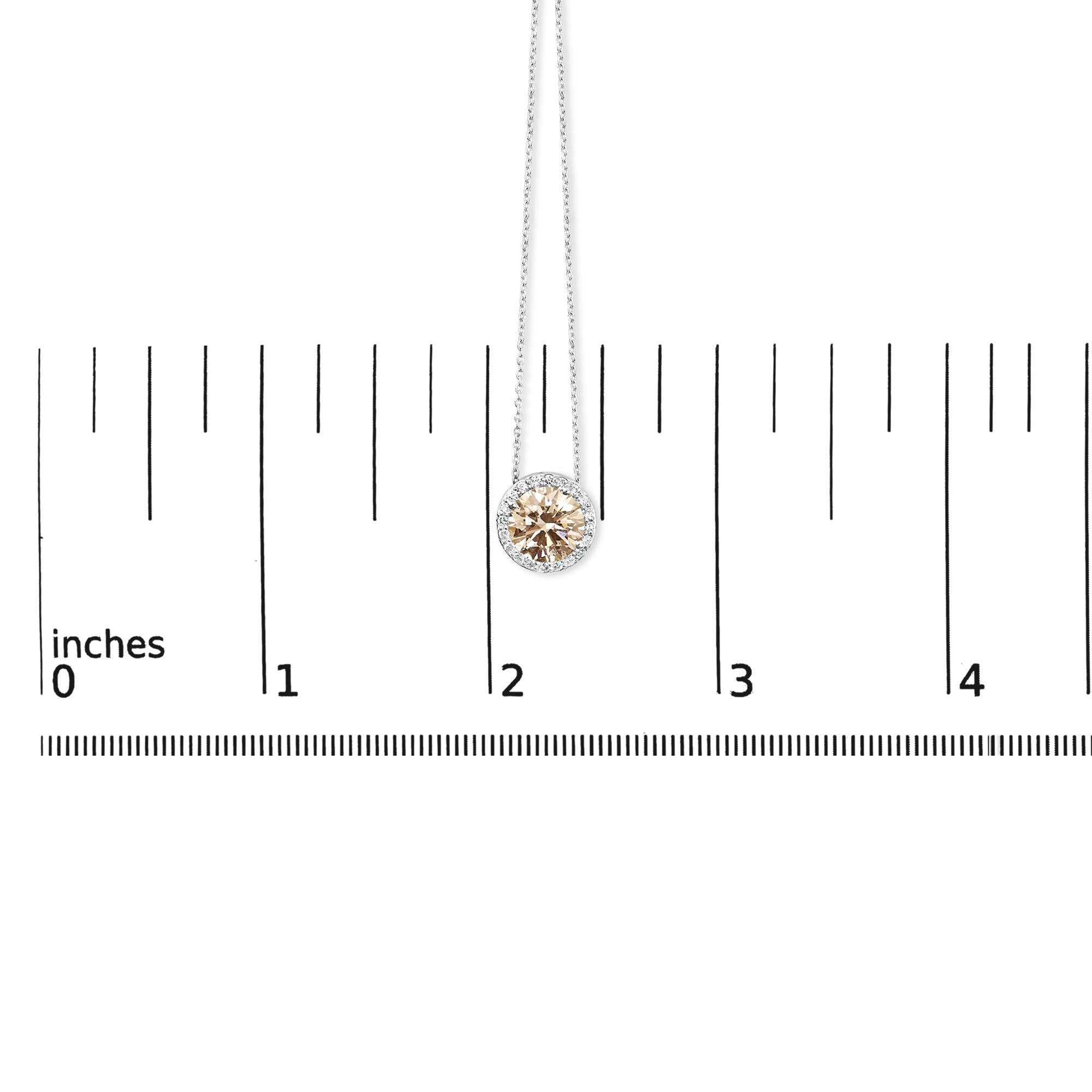 14K White Gold 2 3/8 Cttw Lab Grown Pink Diamond Solitaire with Halo Pendant Necklace - 17" Inches - Friggin Jewelry Premium