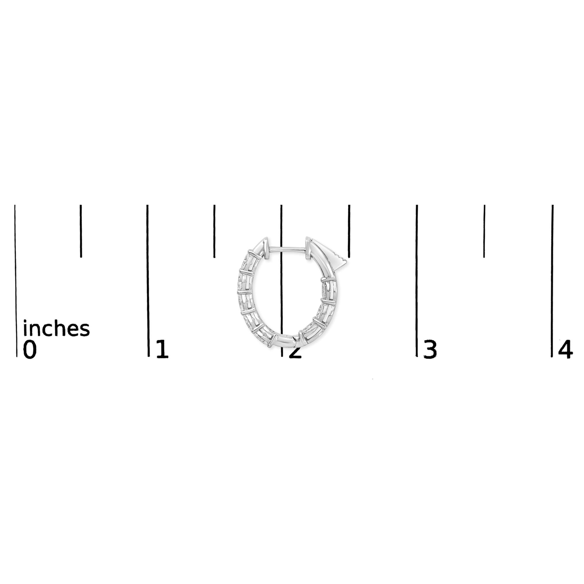 14K White Gold 2 3/4 Cttw Oval Cut Lab Grown Diamond Inside Out Hoop Earrings - Friggin Jewelry Premium