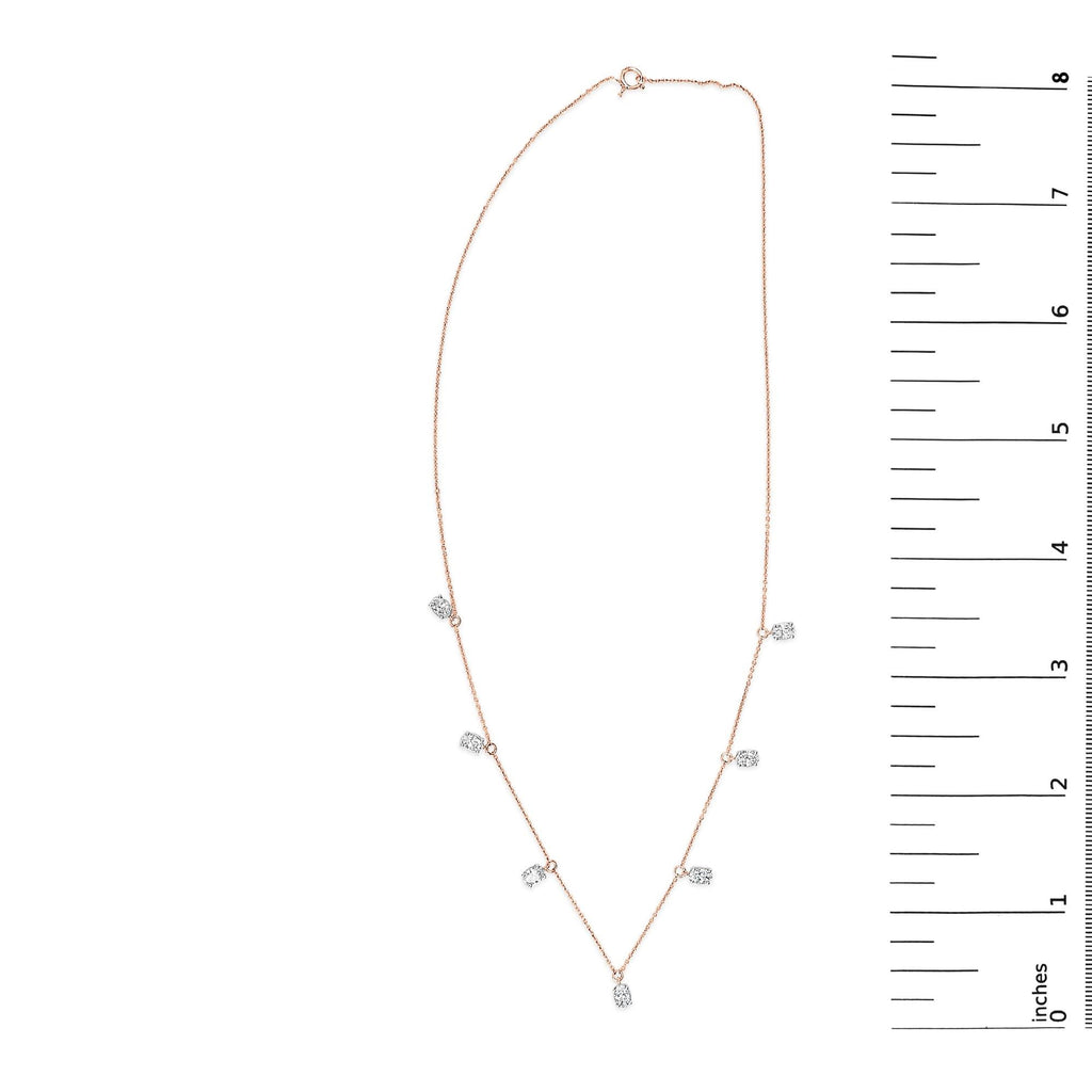 Collana pendente con diamanti ovali coltivati ​​in laboratorio da 1 3/8 carati in oro rosa 14 carati - 17 pollici - Friggin Jewelry