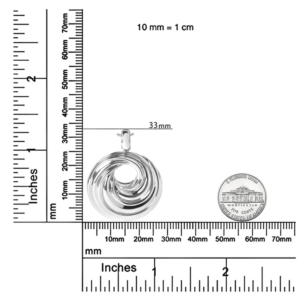 .925 Sterling Silver Endless Wave Swirl Statement Medallion 18" Pendant Necklace - Friggin Jewelry Premium