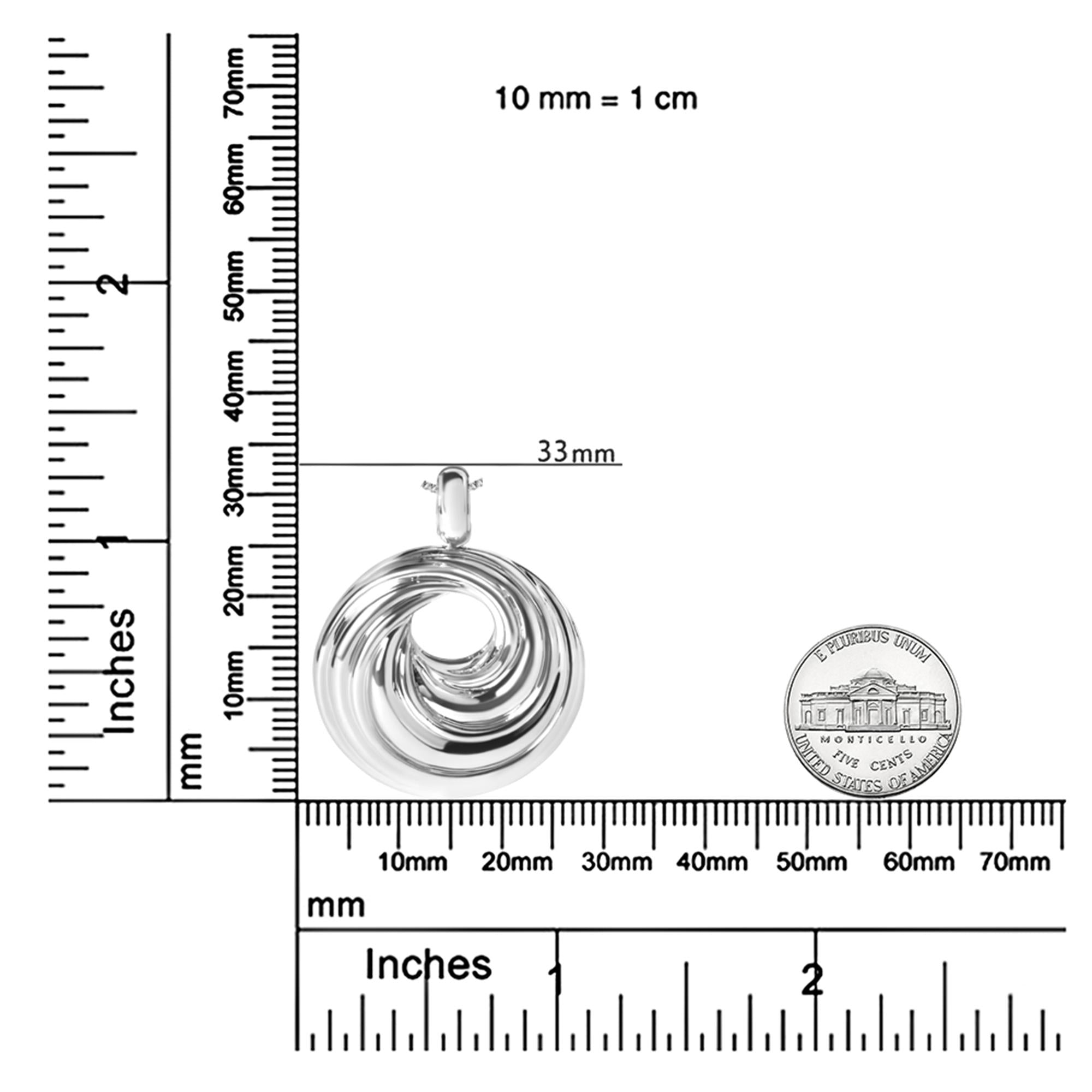 .925 Sterling Silver Endless Wave Swirl Statement Medallion 18" Pendant Necklace - Friggin Jewelry Premium