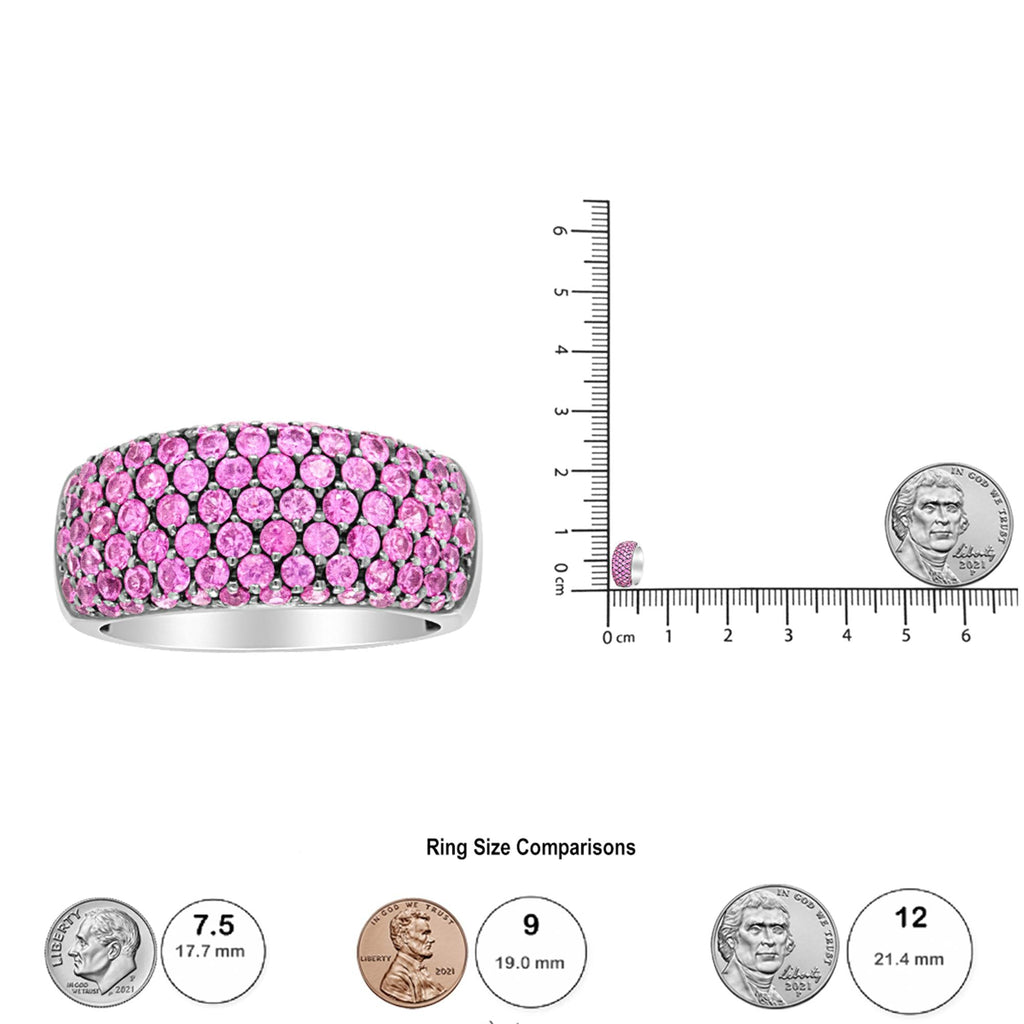 18K White Gold and Black Rhodium Multi Row Pink Sapphire Classic Band Ring - Friggin Jewelry