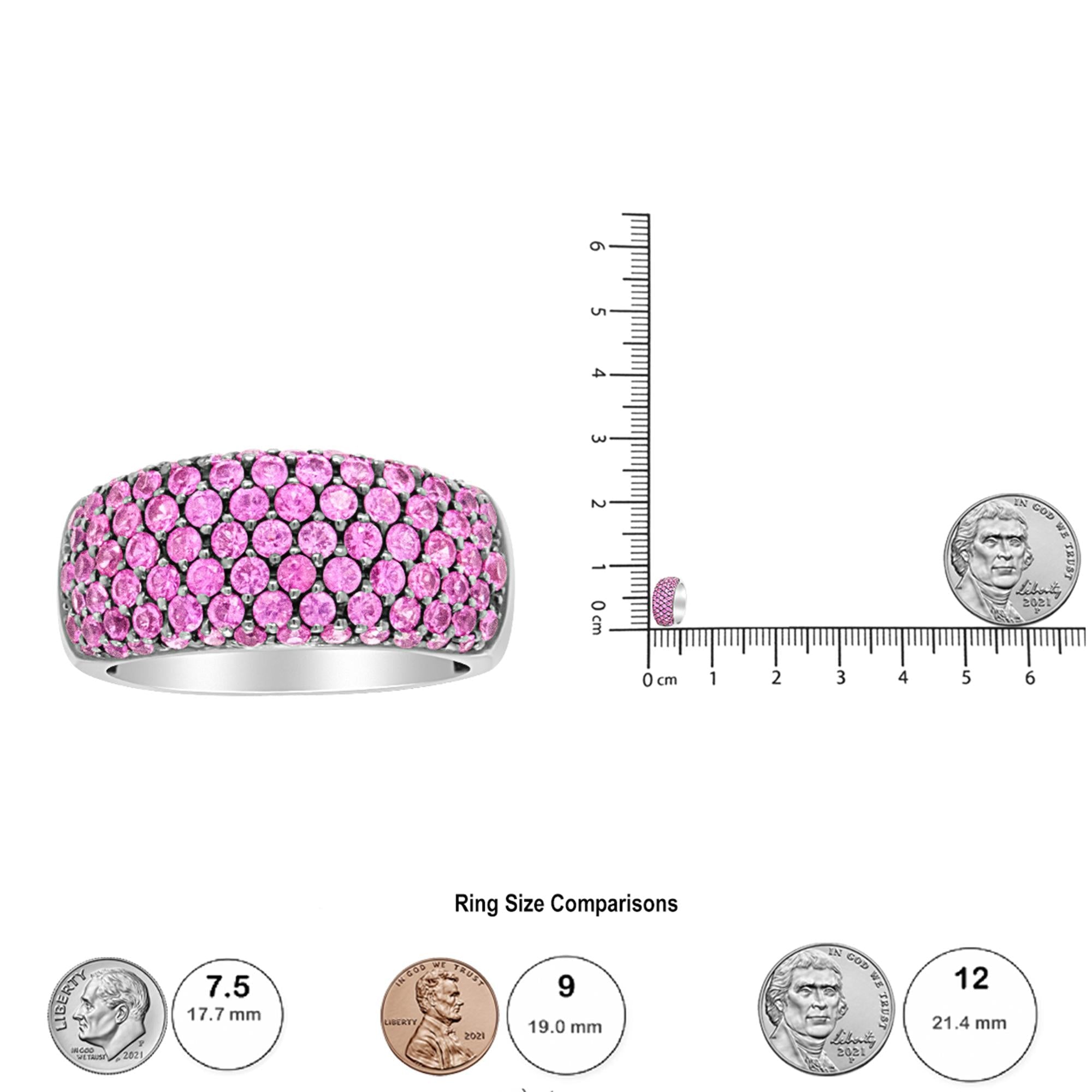 18K White Gold and Black Rhodium Multi Row Pink Sapphire Classic Band Ring - Friggin Jewelry