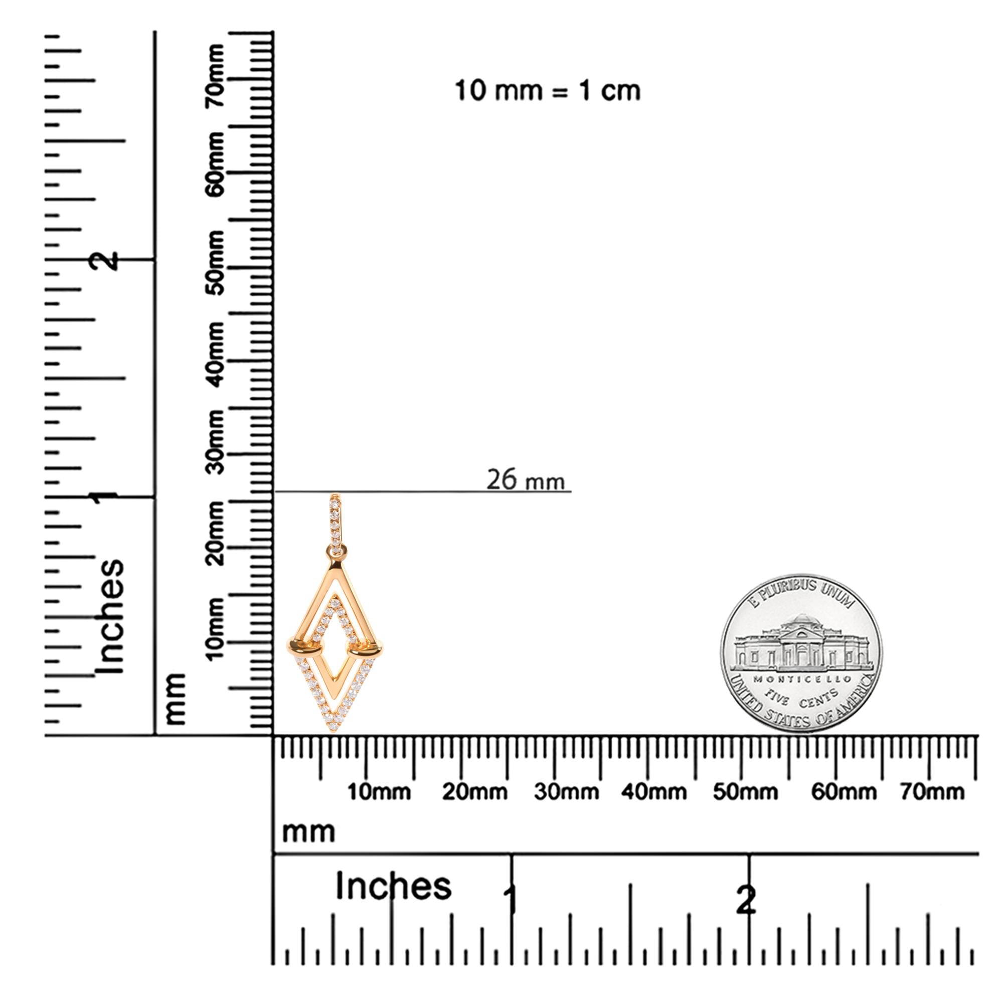 Collana con ciondolo geometrico a doppio triangolo con diamanti da 1/4 ct in oro giallo 14 carati, lunghezza 18 pollici (colore GH, purezza SI1-SI2) - Friggin Jewelry