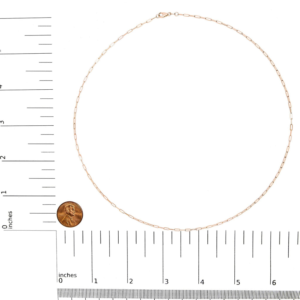 Unisex Solid 14K Gold 1.5mm Paperclip Chain Necklace - Choice of Length and Metal Color - Friggin Jewelry