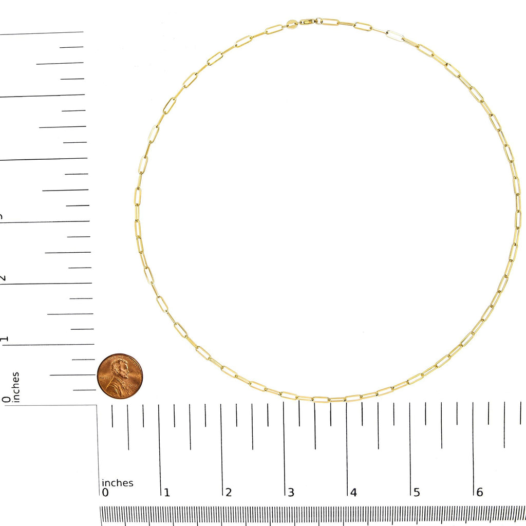 Unisex Solid 14K Gold 2.5mm Paperclip Chain Necklace - Friggin Jewelry