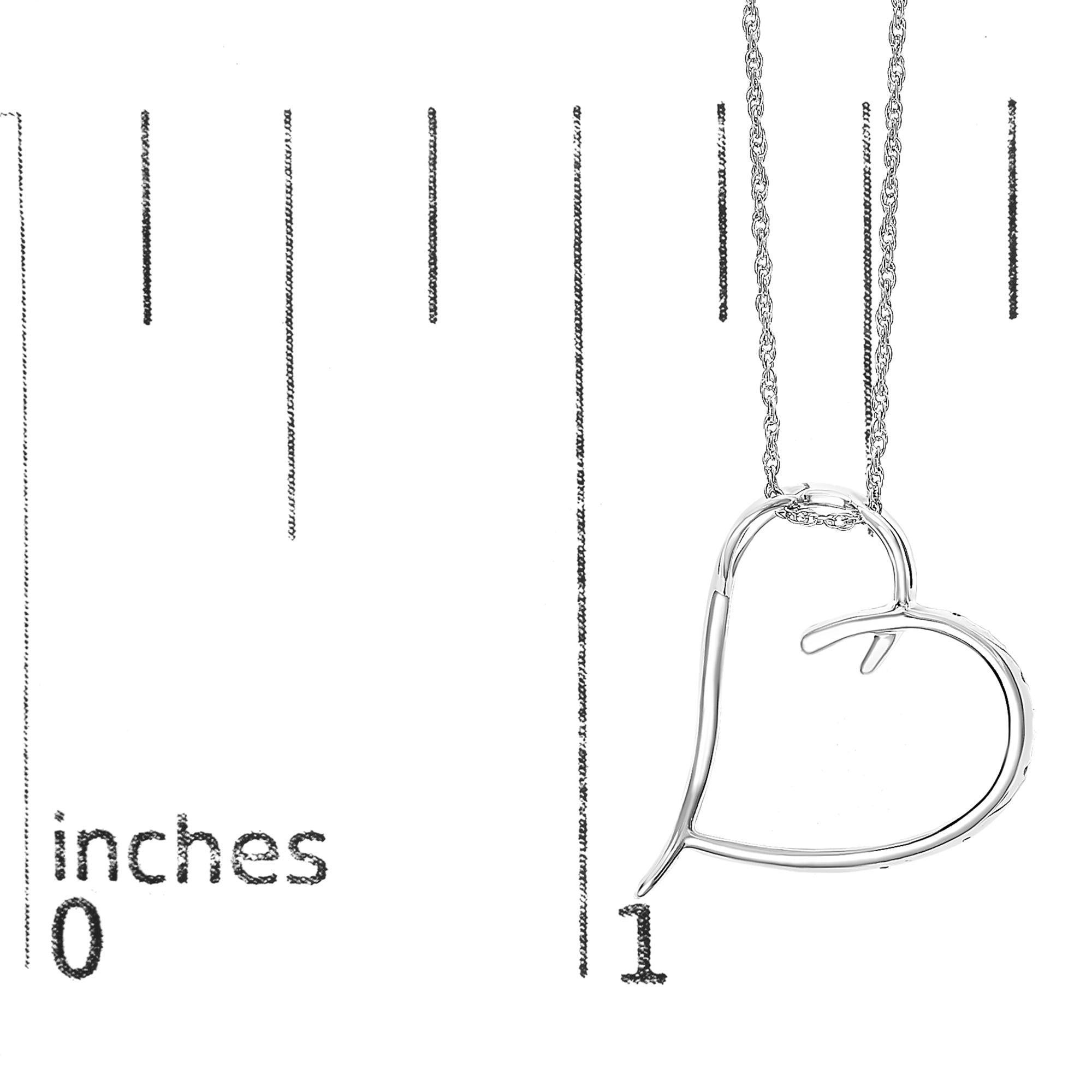 .925 Sterling Silver Diamond Accent Open Heart Slide Pendant Necklace (J-K Color, I2-I3 Clarity) - 18" Inches - Friggin Jewelry
