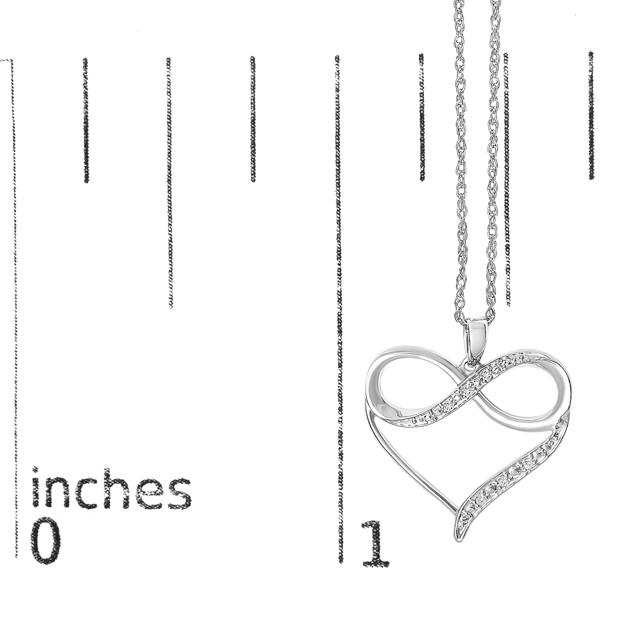 .925 Sterling Silver Diamond Accent Infinity Heart Love Pendant Necklace (J-K Color, I2-I3 Clarity) - 18" Inches - Friggin Jewelry